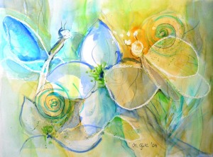Schmetterling, 2008 Aquarell und Kerzenwachs, Buntstifte 40cm x 30 cm 