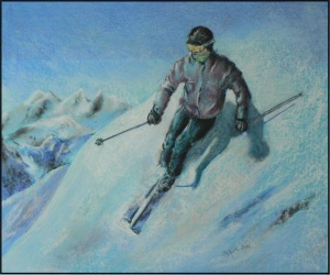 Skifahrer, 2013 Pastellkreide auf Tonkarton 60 x 50 cm